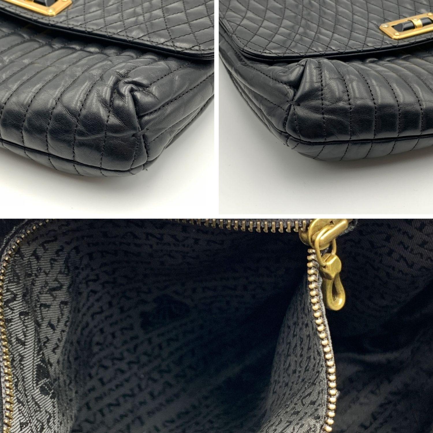 Lanvin Black Soft Quilted Leather Happy Flap Shoulder Bag 3