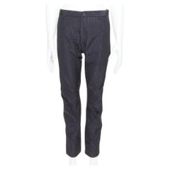 LANVIN pantalon noir rayé à pinces au niveau des genoux, avec fermeture à glissière au dos FR44 XS