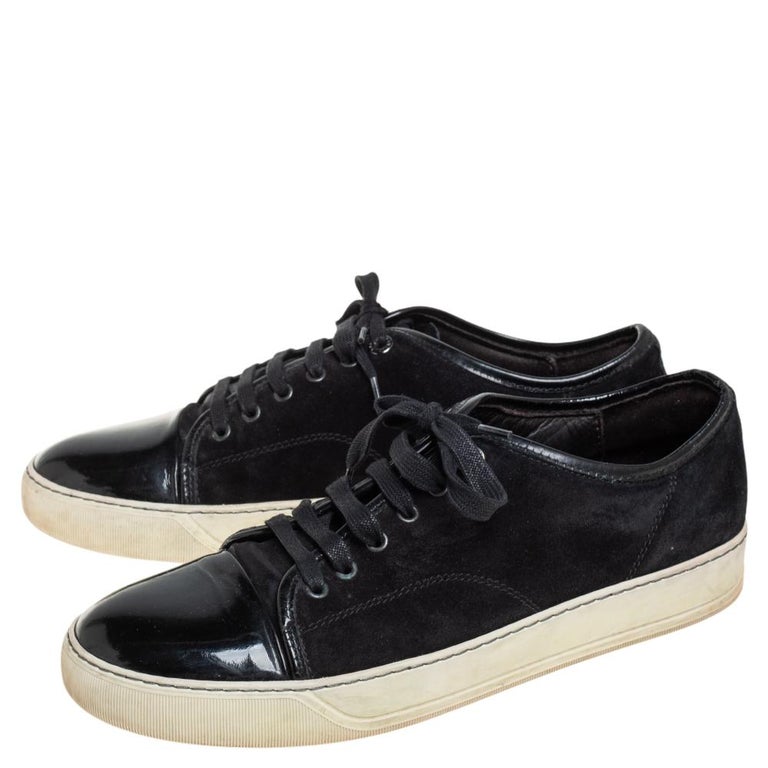 Lanvin Black Suede and Patent Leather DDB1 Low Top Sneakers Size 41 For Sale 3