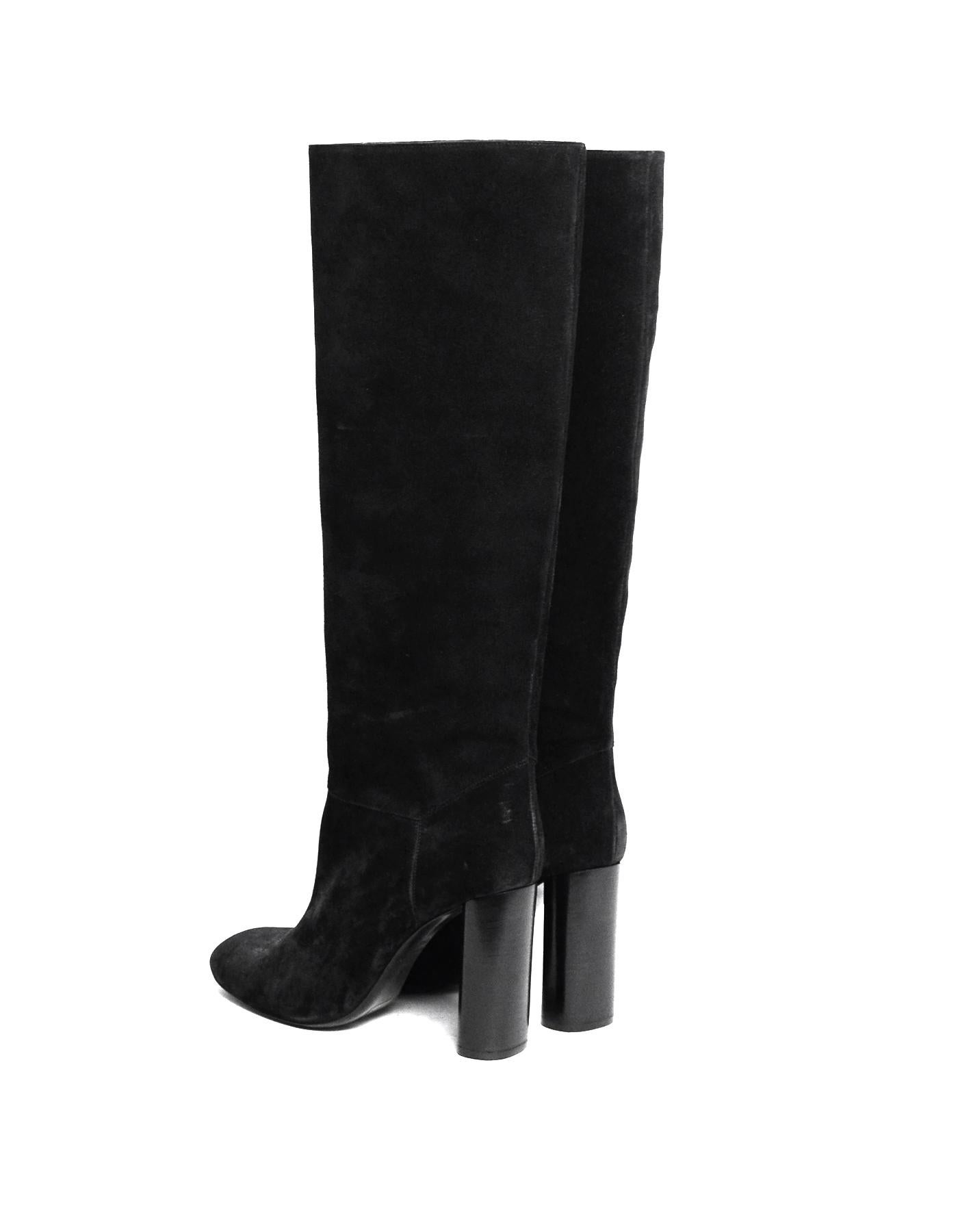 Lanvin Black Suede Knee-High Boots sz 39.5  In Excellent Condition In New York, NY