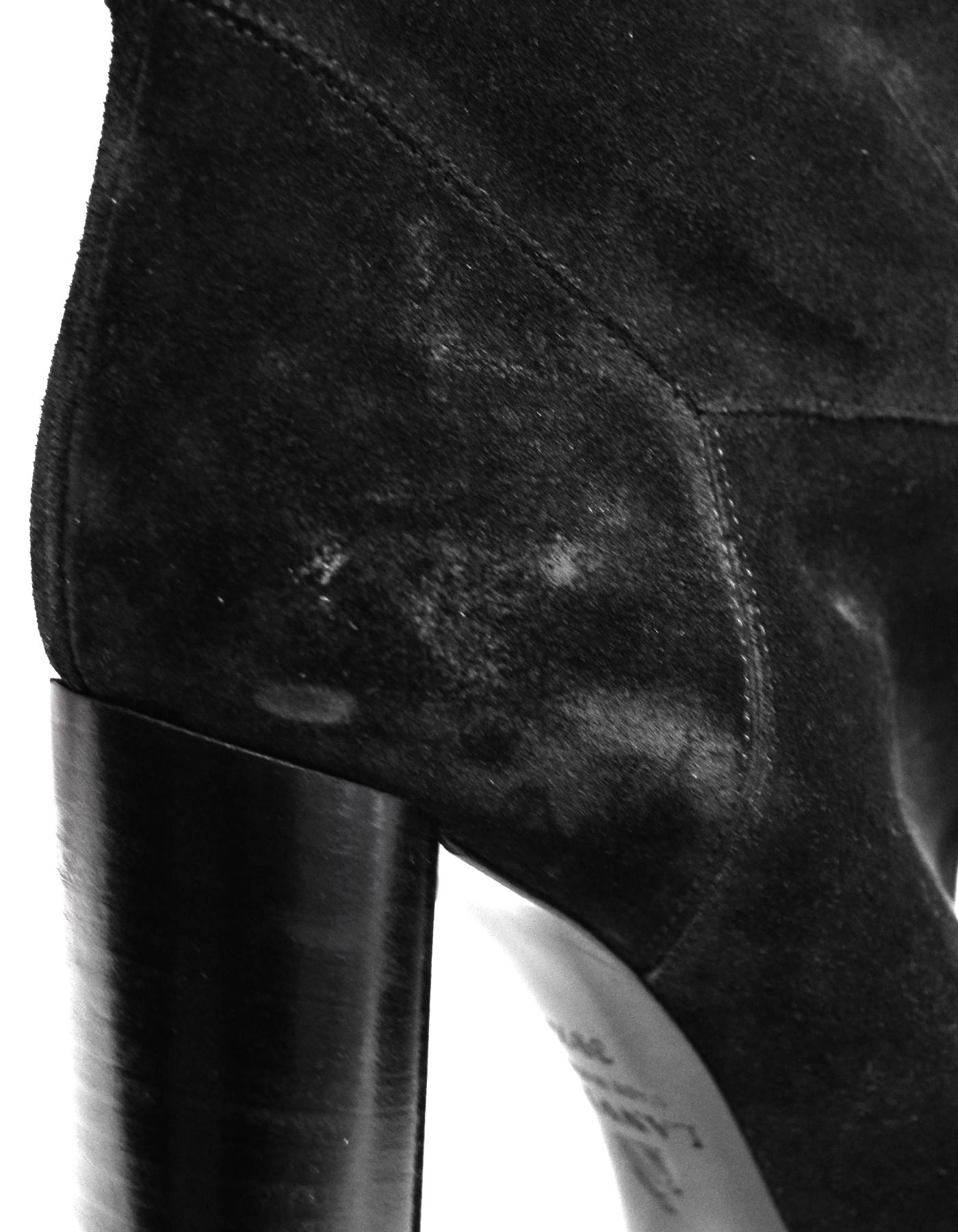 Lanvin Black Suede Knee-High Boots sz 39.5  1