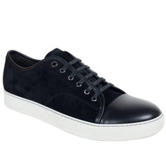 Lanvin Black Suede Nubuck Calfskin Cap Toe DDB1 Sneakers