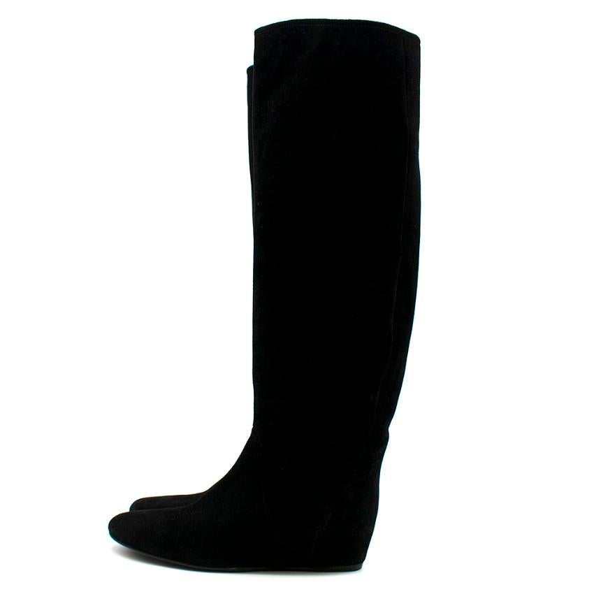  Lanvin Black Suede Wedge Knee Boots 38.5 3