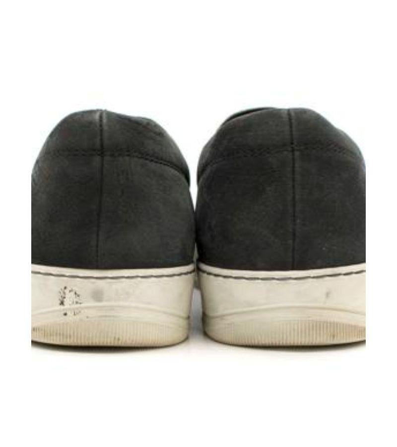 Lanvin Black Textured Calf-Hair Slip-On Trainers In Good Condition For Sale In London, GB