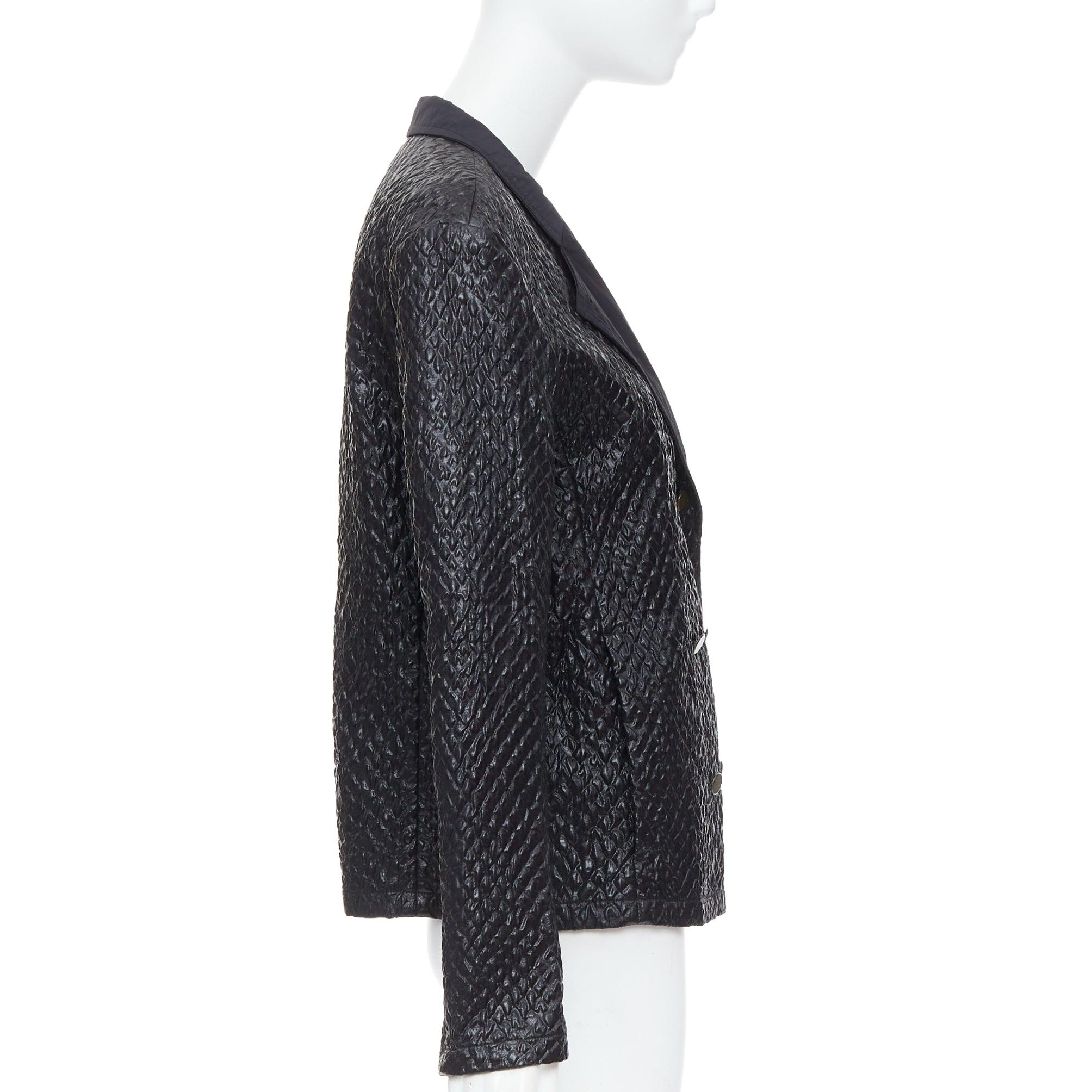 Women's LANVIN black textured fabric double breasted cropped jacket FR42 XL For Sale