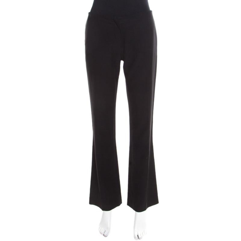 Lanvin Black Twill Straight Fit Trousers L In Good Condition In Dubai, Al Qouz 2