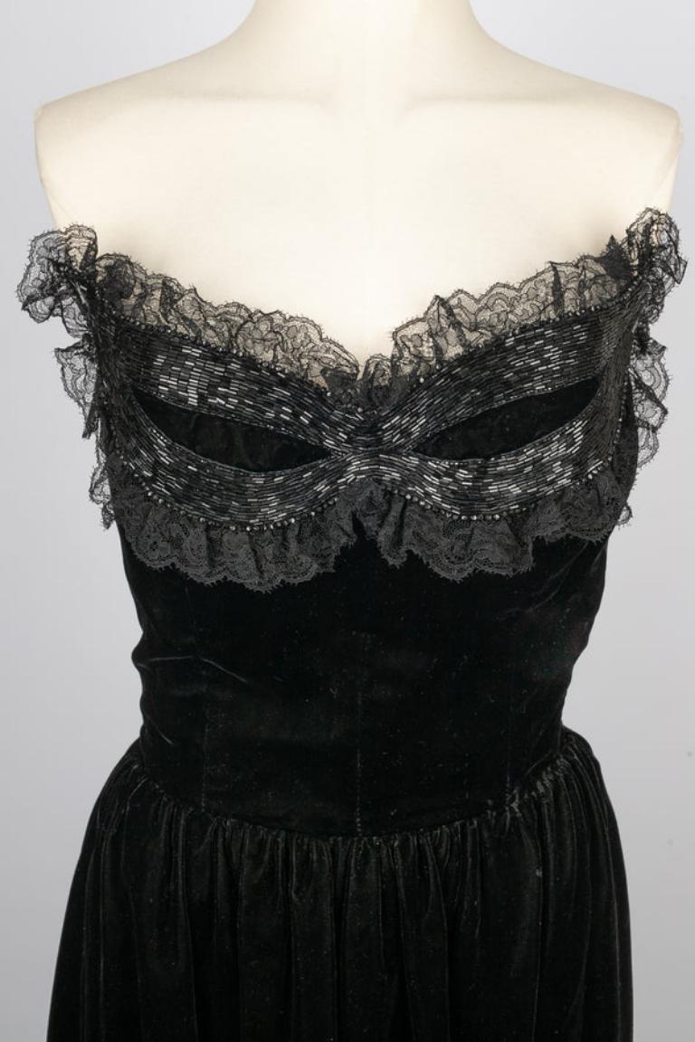 Lanvin Black Velvet Evening Dress For Sale 1