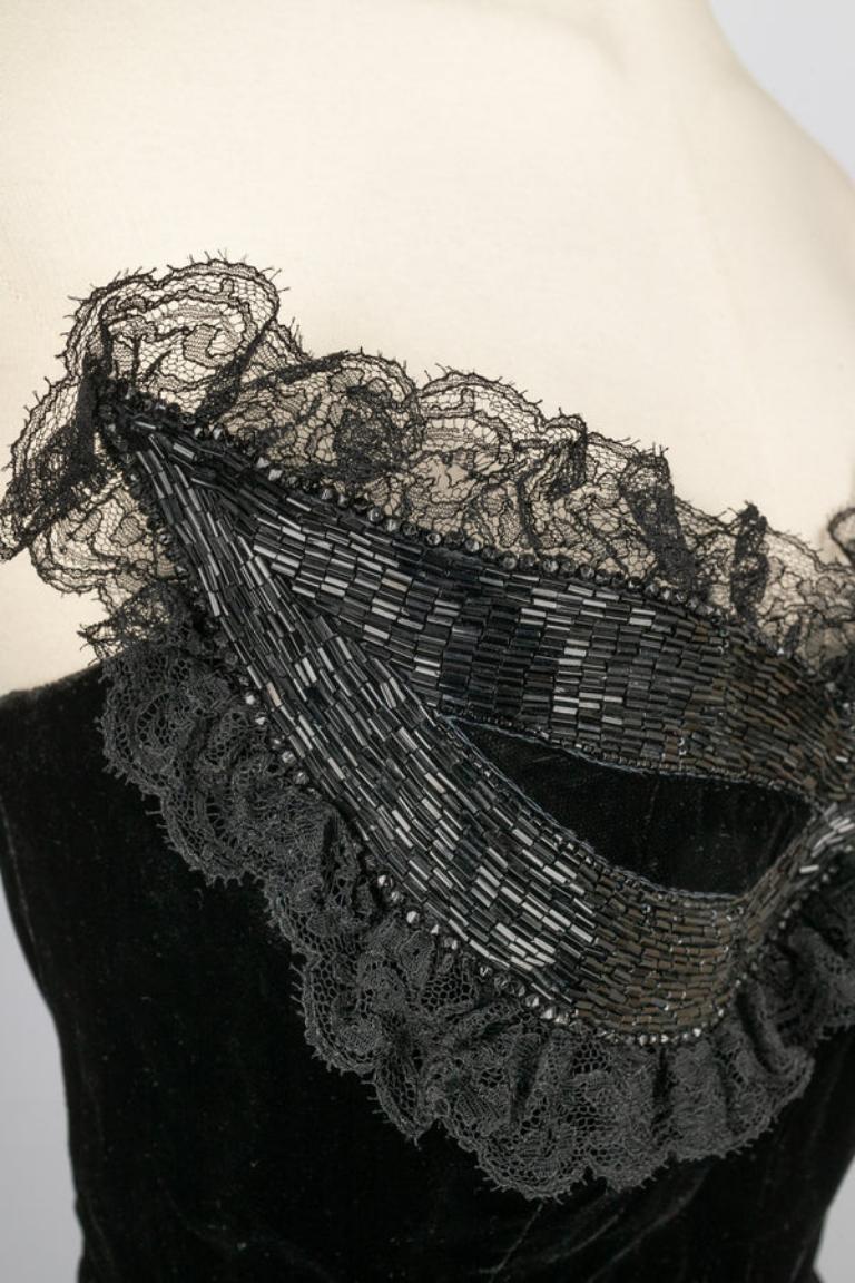 Lanvin Black Velvet Evening Dress For Sale 2