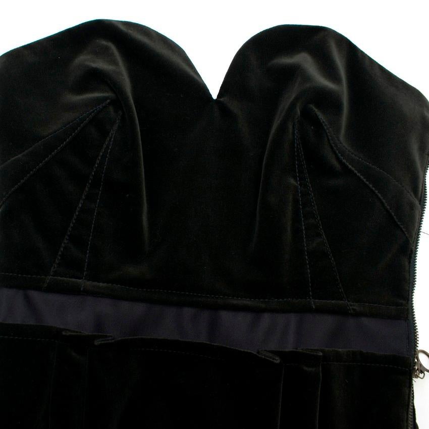 Lanvin Black Velvet Strapless Fitted Midi Dress US 4 In Excellent Condition In London, GB