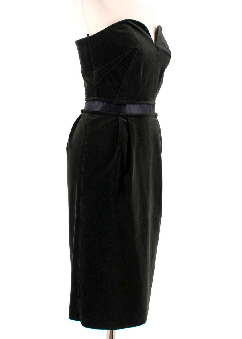 Lanvin Black Velvet Strapless Fitted Midi Dress US 4 3