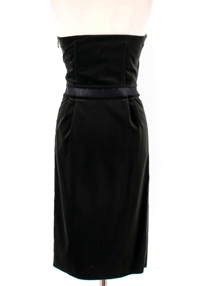 Lanvin Black Velvet Strapless Fitted Midi Dress US 4 4
