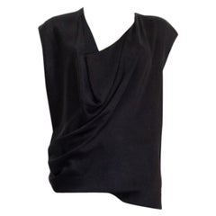 LANVIN black viscose DRAPED Sleeveless Blouse Shirt 38 S