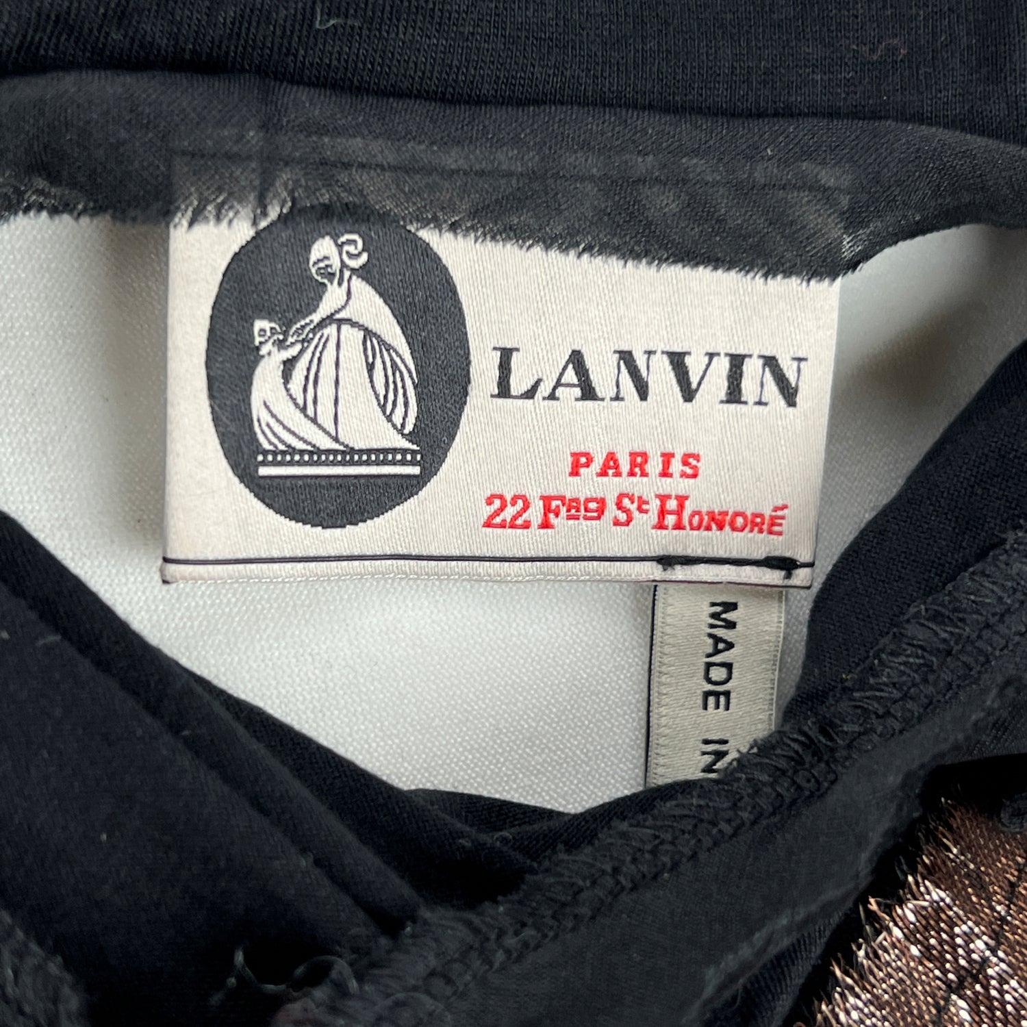 Lanvin Black Viscose Shine Sleeveless Top with Embellishment Size S 1