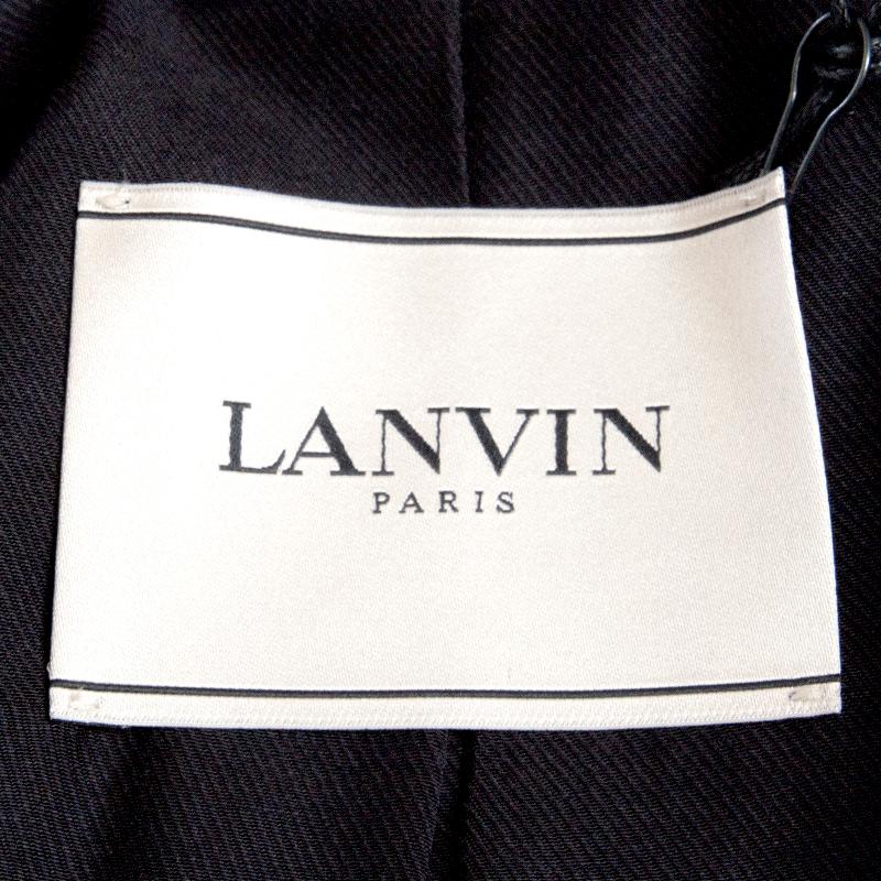 Women's LANVIN black viscose & WOOL SLEEVE PEAK COLLAR Blazer Jacket 34 XXS