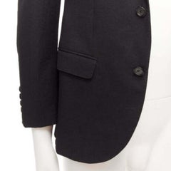LANVIN black waffle low shine single breast minimal suit blazer EU44 XS