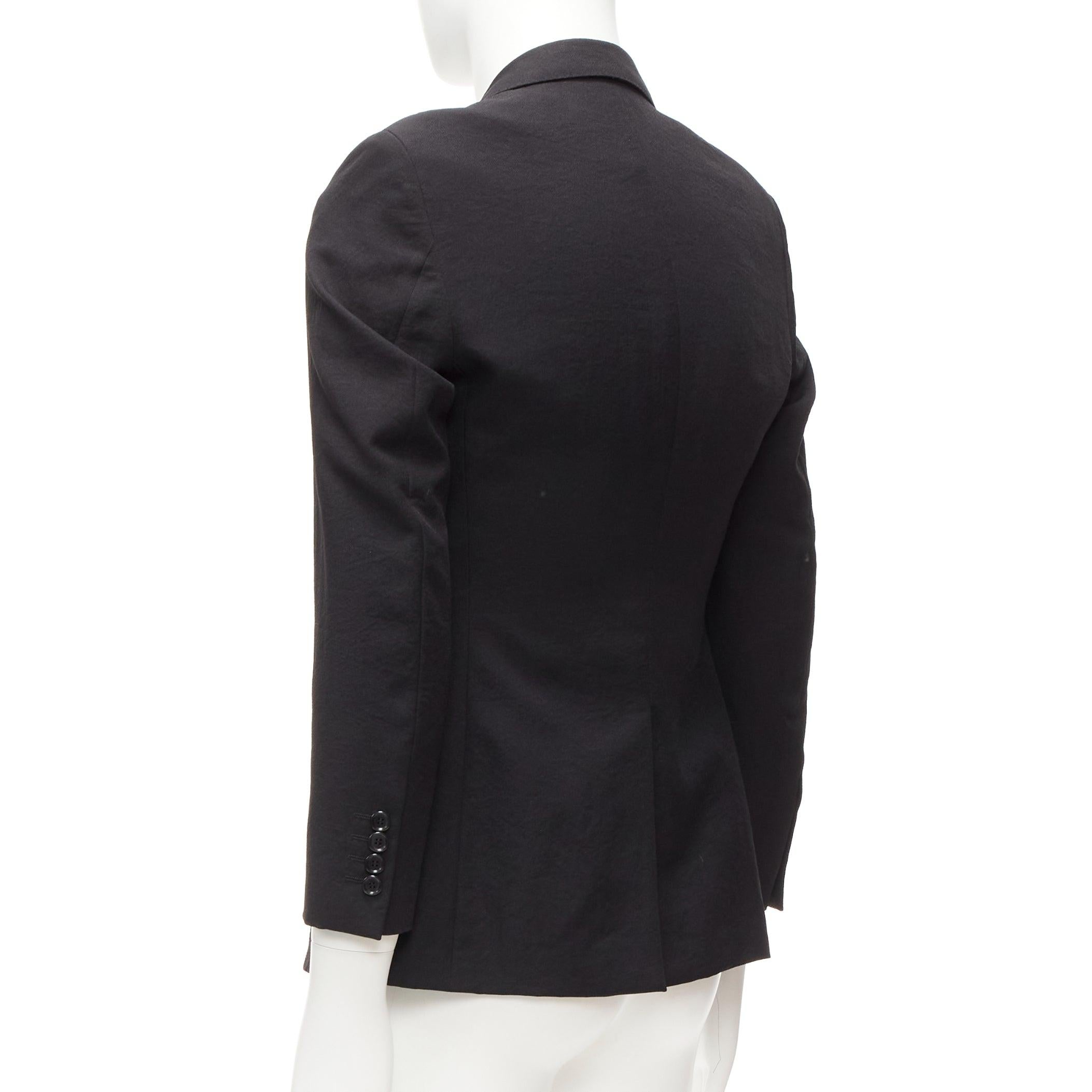 LANVIN black waffle low shine single breast minimal suit blazer EU44 XS For Sale 1