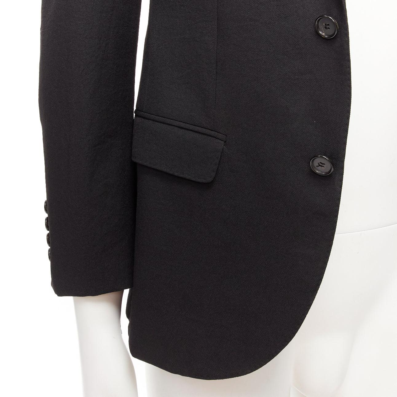 LANVIN black waffle low shine single breast minimal suit blazer EU44 XS For Sale 2