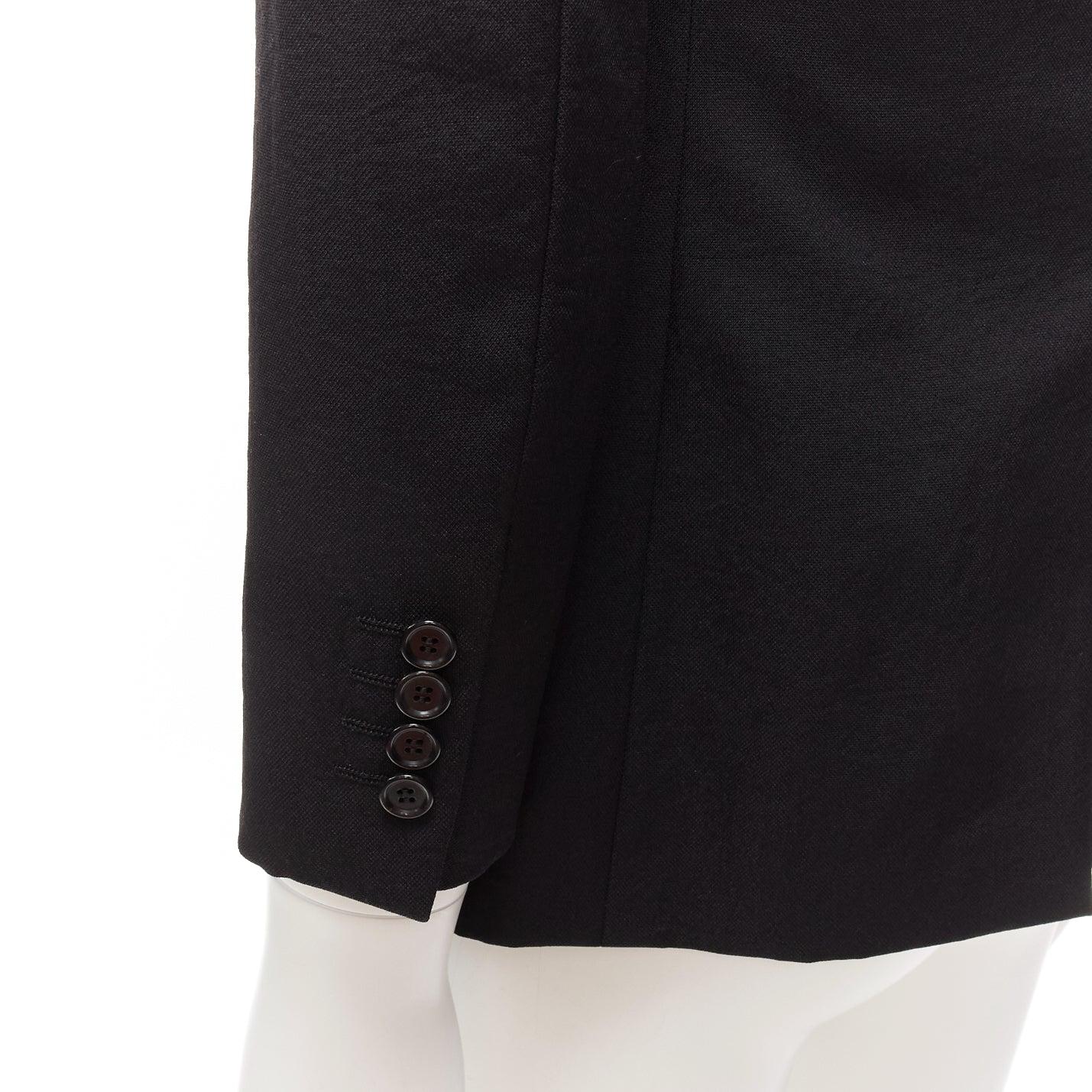 LANVIN black waffle low shine single breast minimal suit blazer EU44 XS For Sale 3