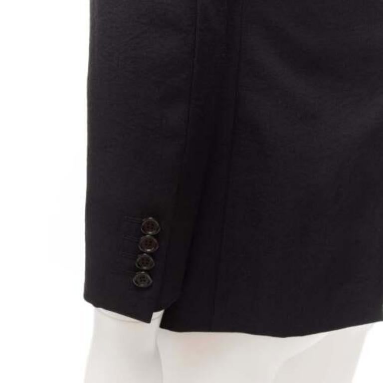 LANVIN Schwarzer, tief glänzender, einreihiger, minimalistischer Blazer mit Waffelmuster EU44 XS im Angebot 3