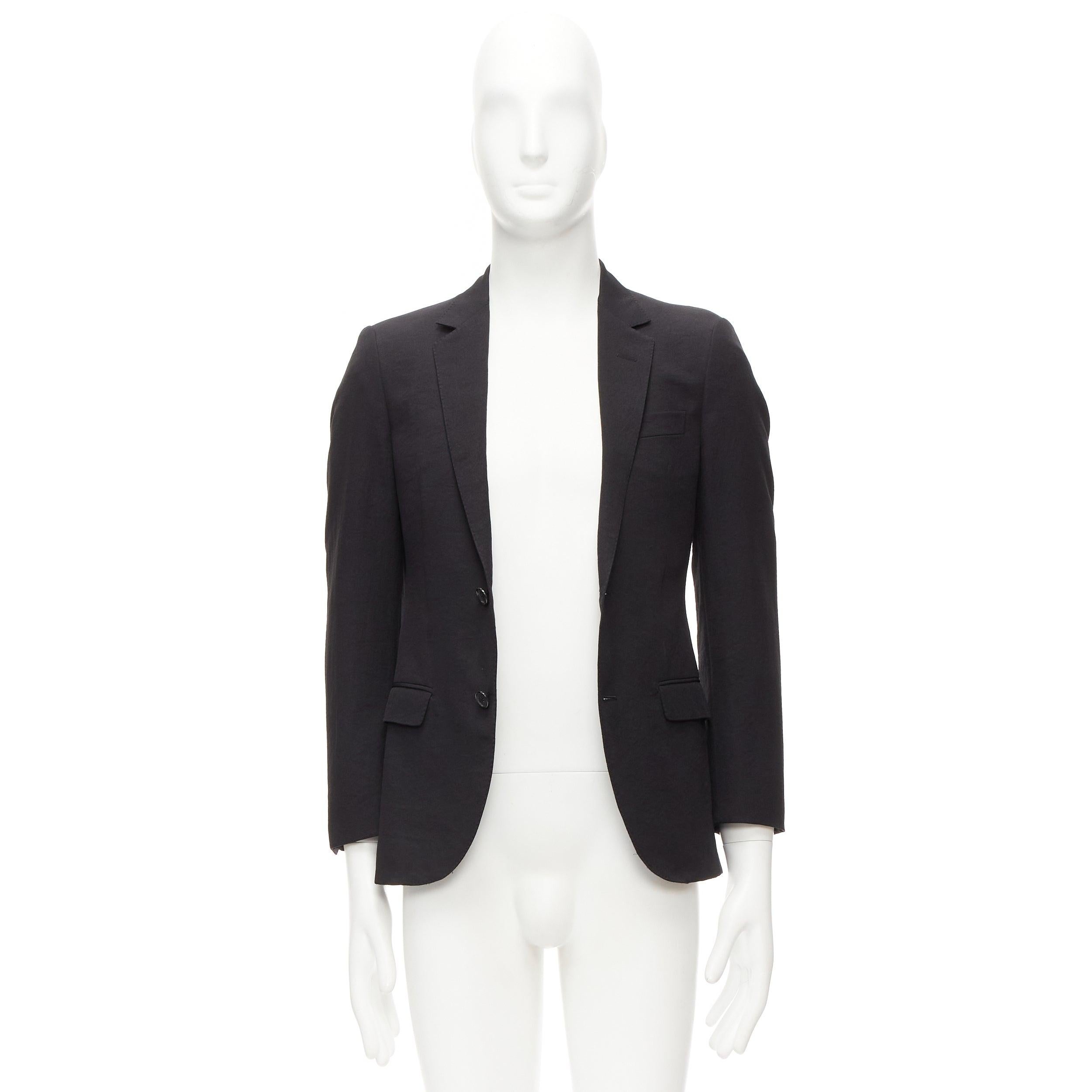 LANVIN black waffle low shine single breast minimal suit blazer EU44 XS For Sale 5