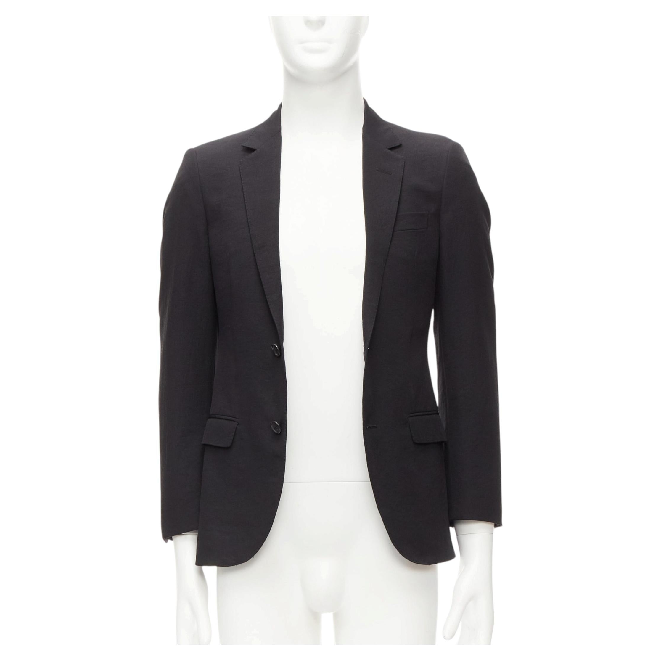 LANVIN black waffle low shine single breast minimal suit blazer EU44 XS For Sale