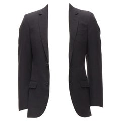 LANVIN black waffle low shine single breast minimal suit blazer EU44 XS