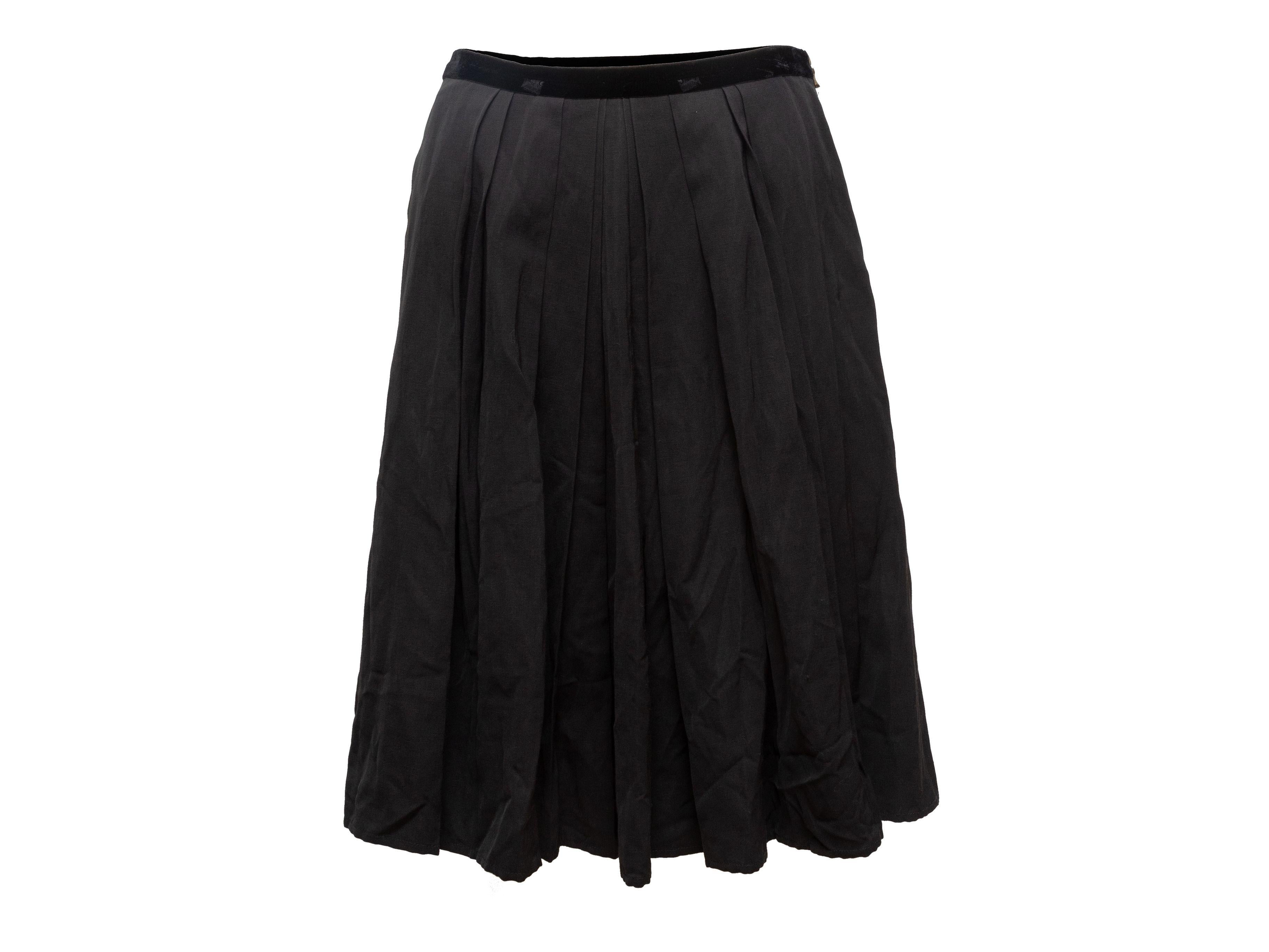Lanvin Black Winter 2006 Wool & Velvet Skirt 1