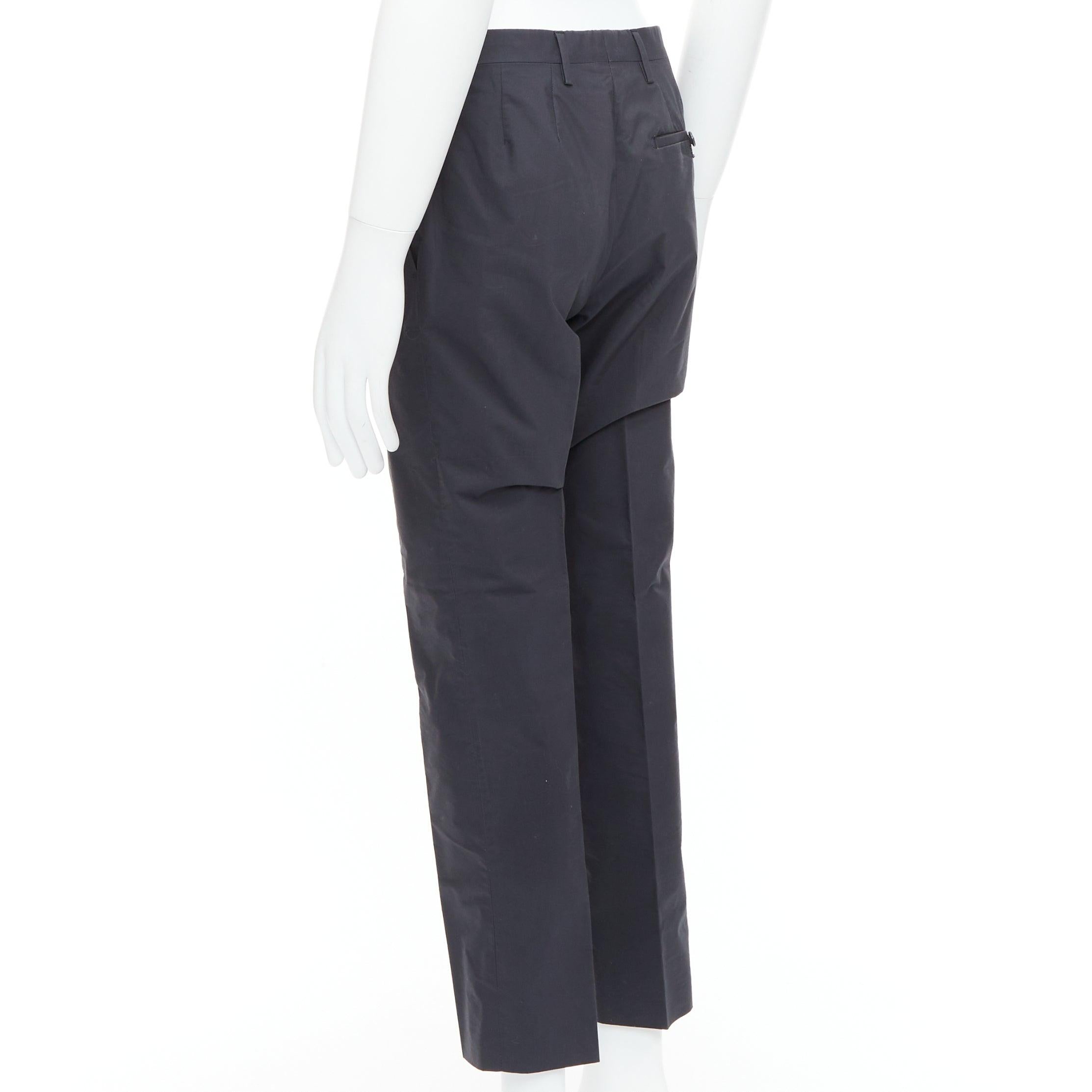 LANVIN pantaloni affusolati neri in crepe di misto lana con chiusura a scomparsa FR44 XS in vendita 1