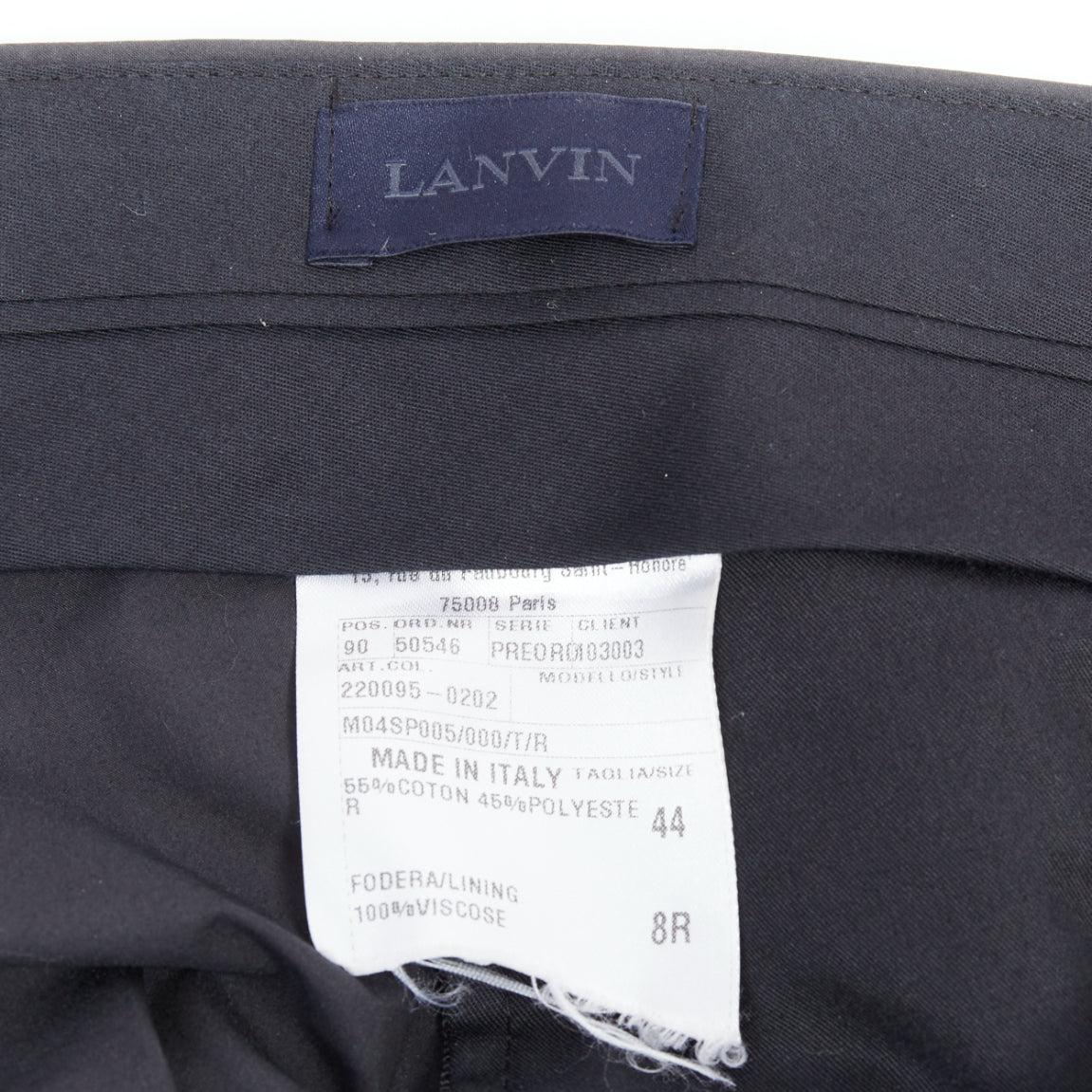 LANVIN pantaloni affusolati neri in crepe di misto lana con chiusura a scomparsa FR44 XS in vendita 3