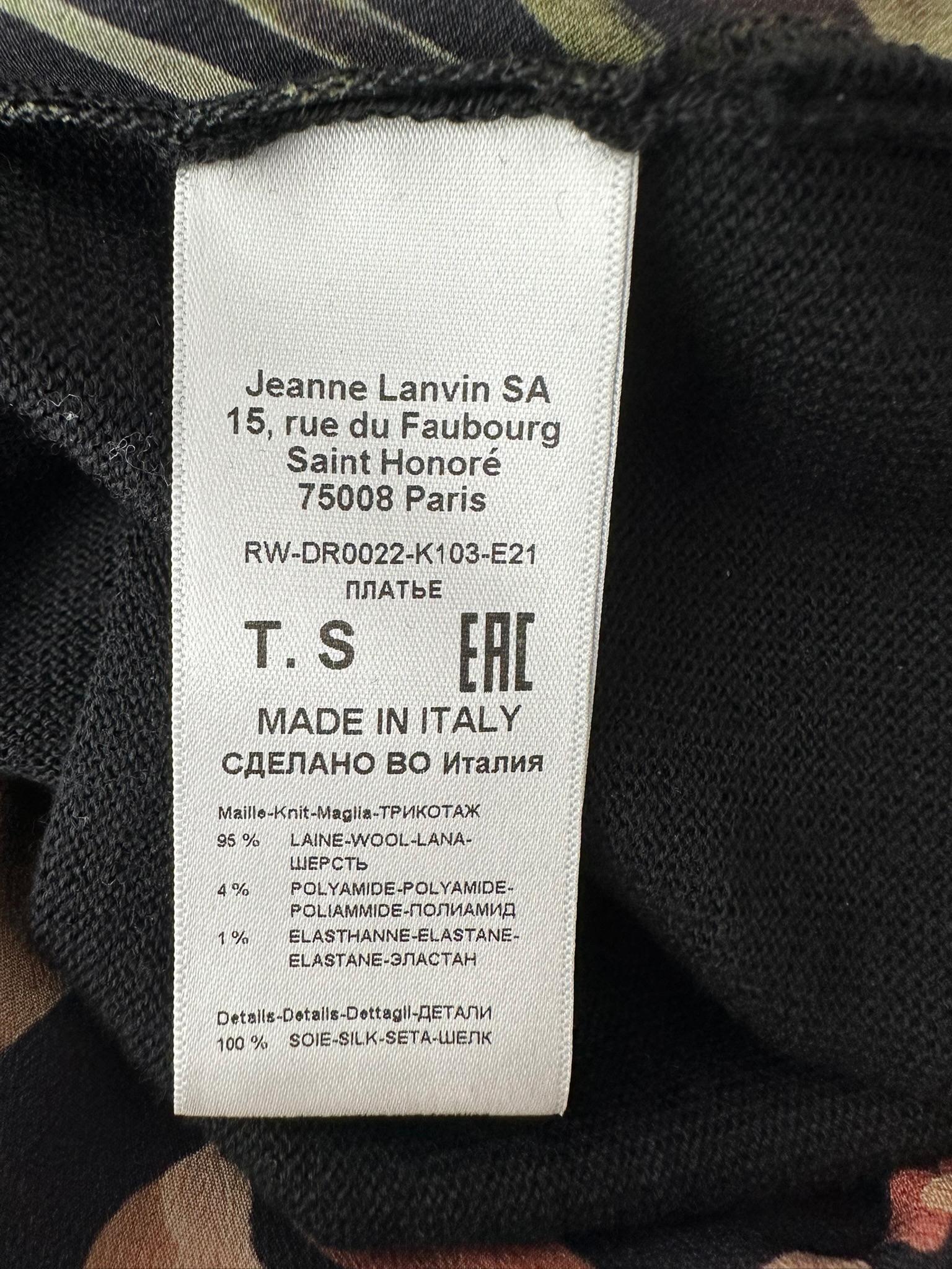 Lanvin Nero Maglia in misto lana con stampa floreale in seta Abito a maniche corte con collo a polo 4 in vendita 16