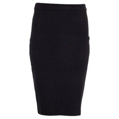 LANVIN black wool blend  Pencil Skirt 38 S