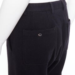 LANVIN black wool like back pockets knitted hem jogger pants