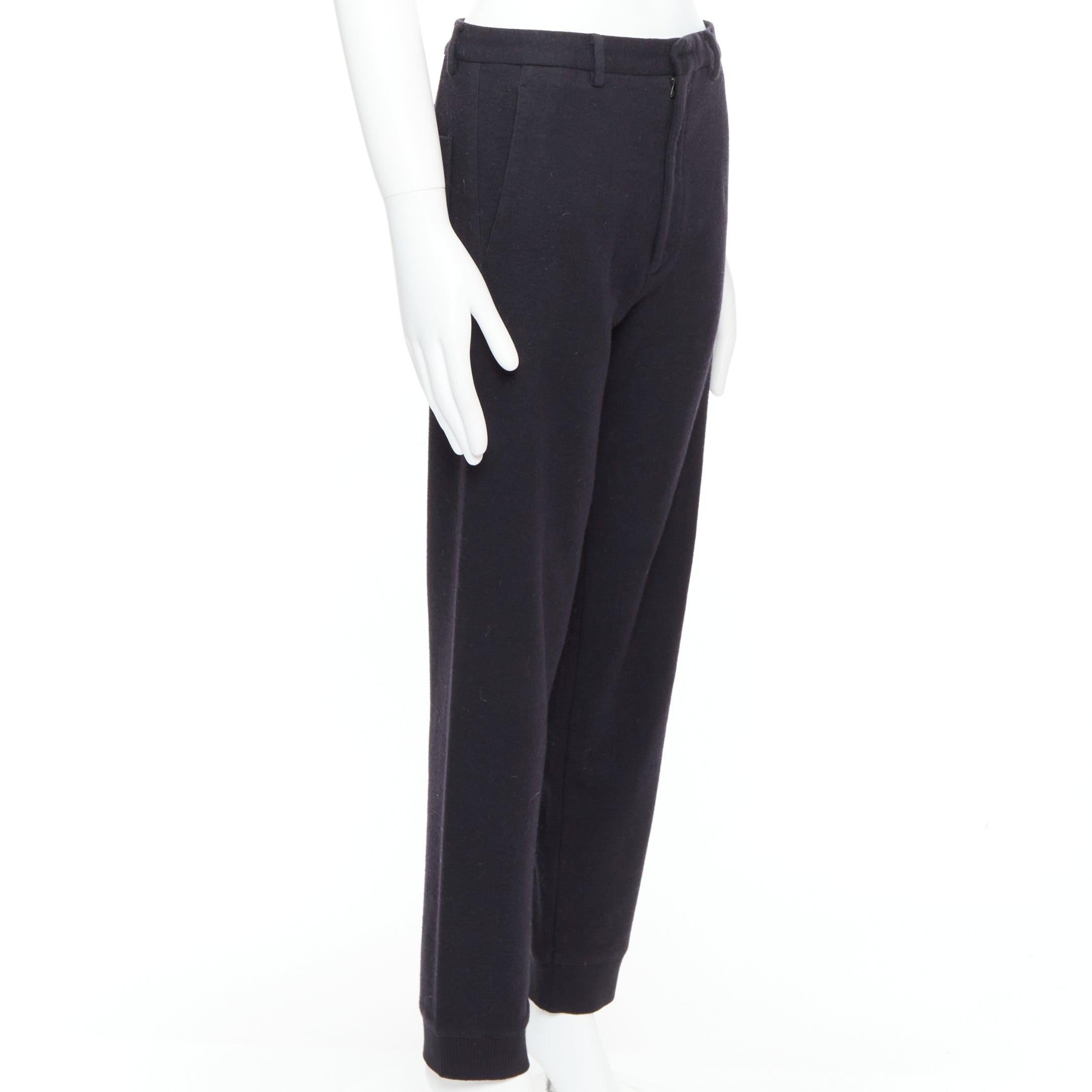 Nero LANVIN pantaloni jogger in lana nera con tasche posteriori e orlo lavorato a maglia in vendita