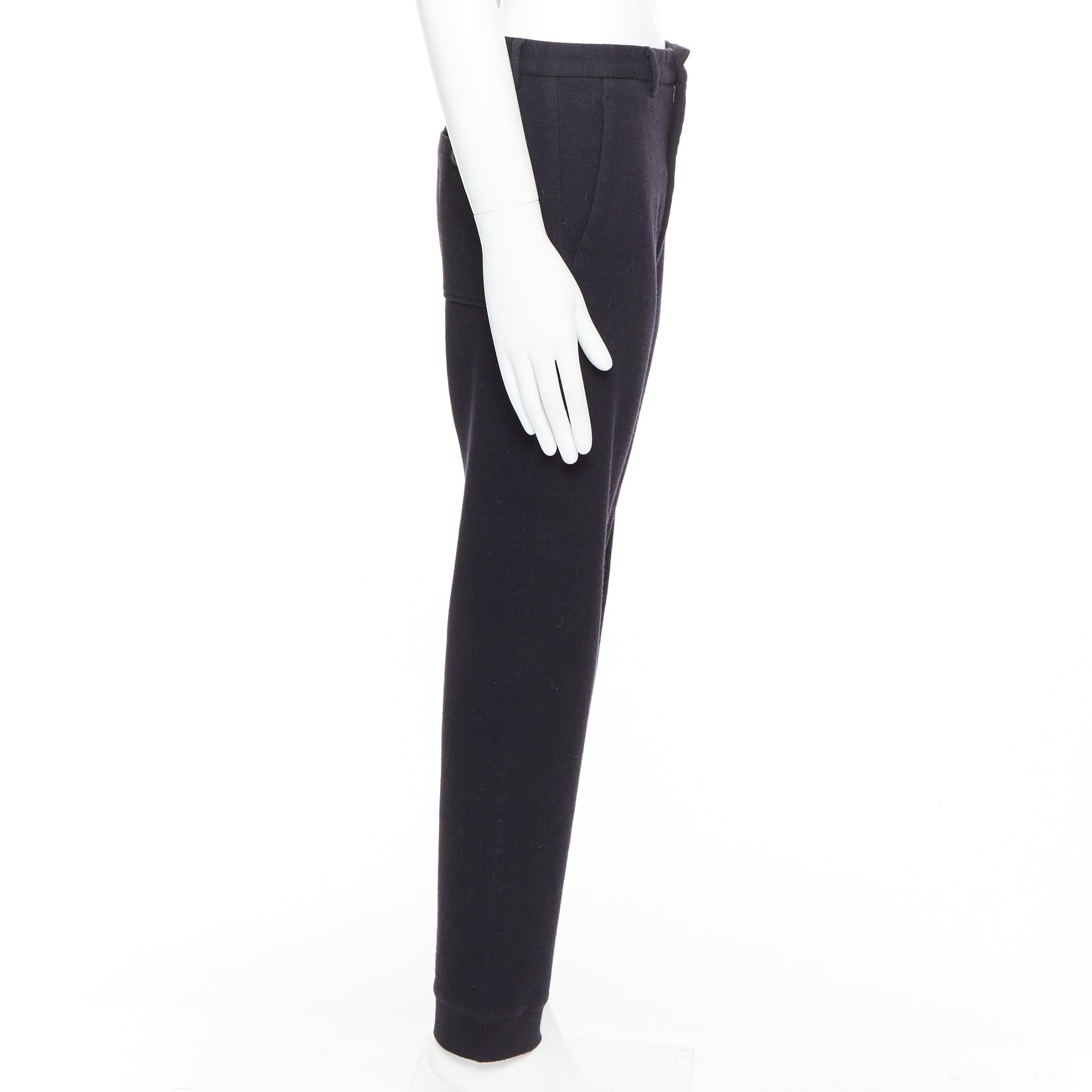LANVIN pantaloni jogger in lana nera con tasche posteriori e orlo lavorato a maglia In condizioni discrete in vendita a Hong Kong, NT