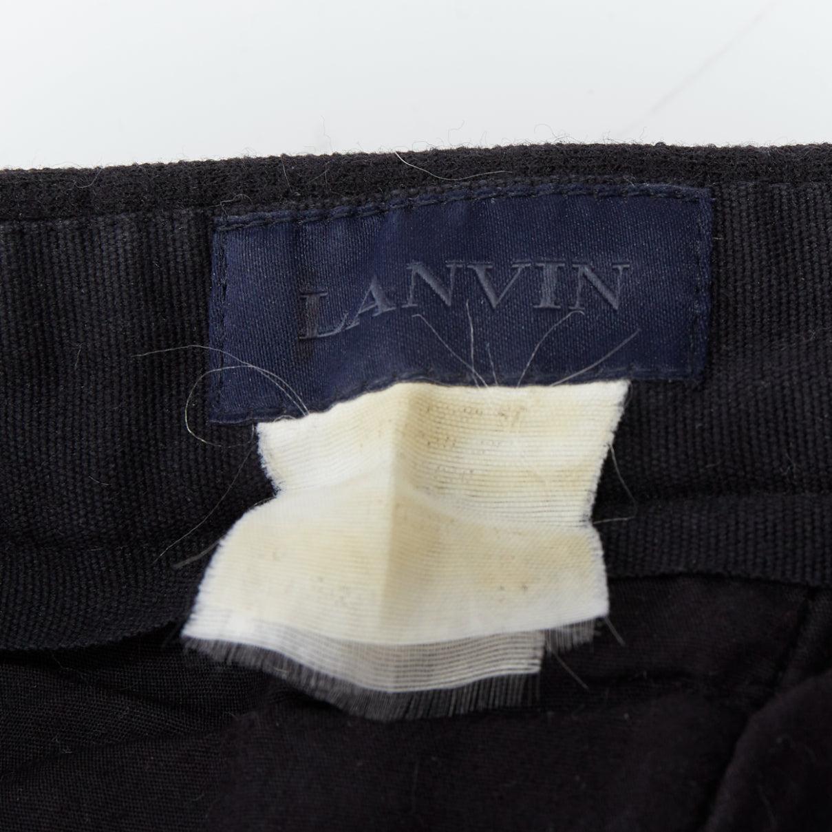 LANVIN pantaloni jogger in lana nera con tasche posteriori e orlo lavorato a maglia in vendita 3