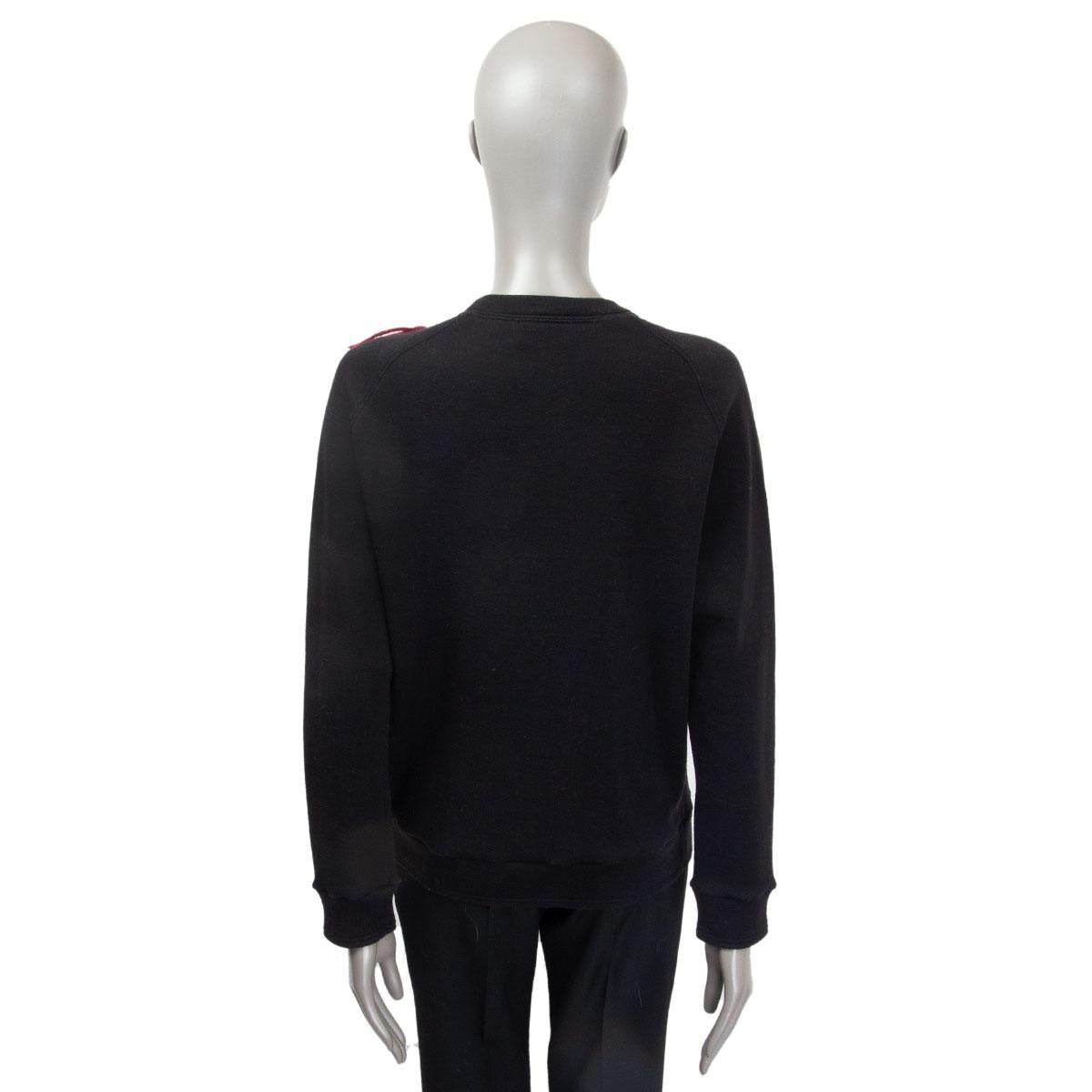 LANVIN black wool & red MASK EMBROIDERED Crewneck Sweater 36 XS In Excellent Condition For Sale In Zürich, CH