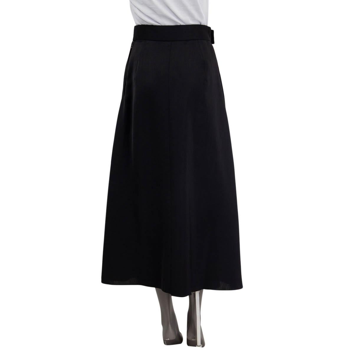 Black LANVIN black wool & silk Maxi Skirt 38 S For Sale