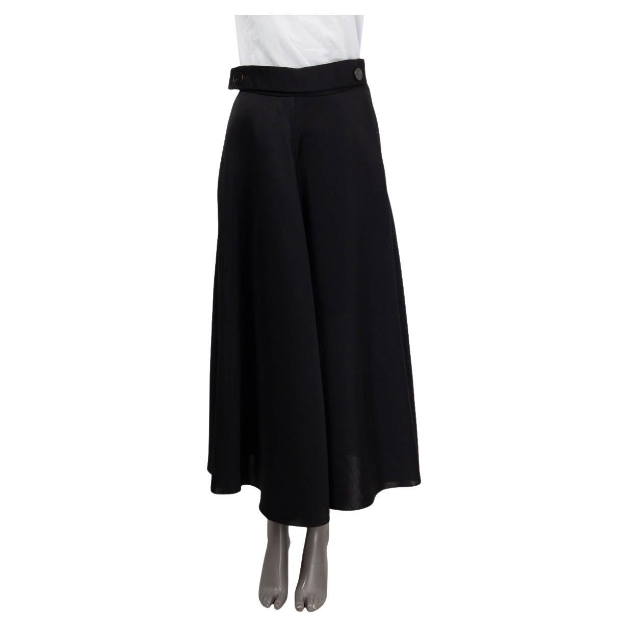 LANVIN black wool & silk Maxi Skirt 38 S For Sale