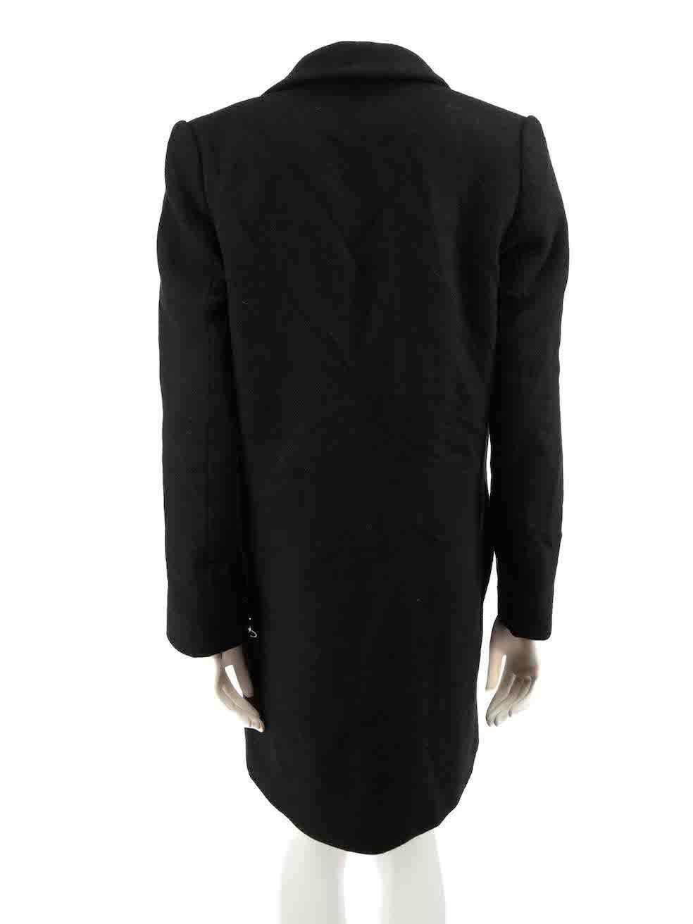 Lanvin Black Wool Zip Detail Mid-Length Coat Size M In Excellent Condition For Sale In London, GB