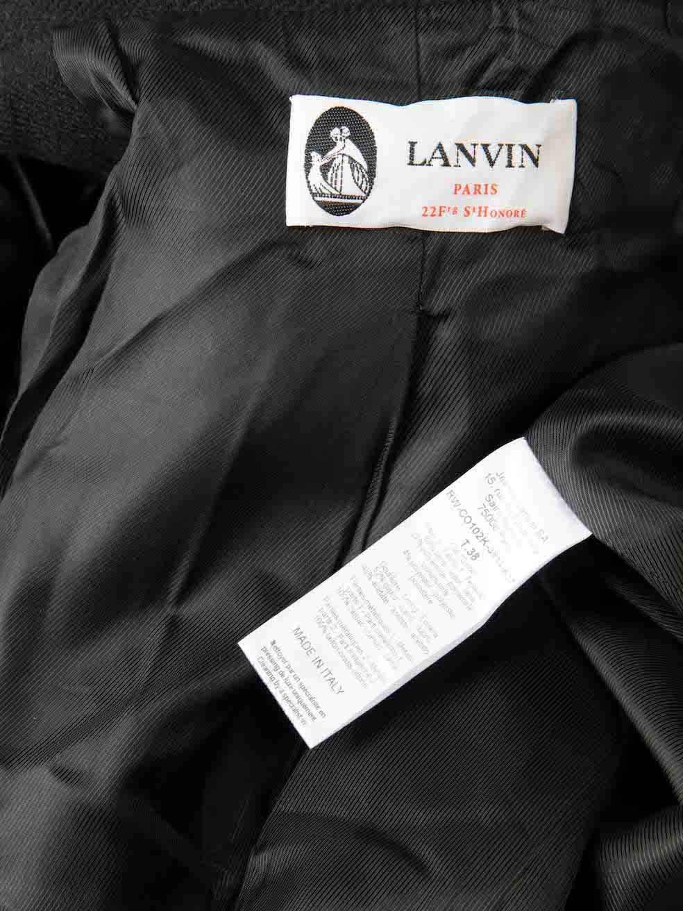 Lanvin Black Wool Zip Detail Mid-Length Coat Size M For Sale 2