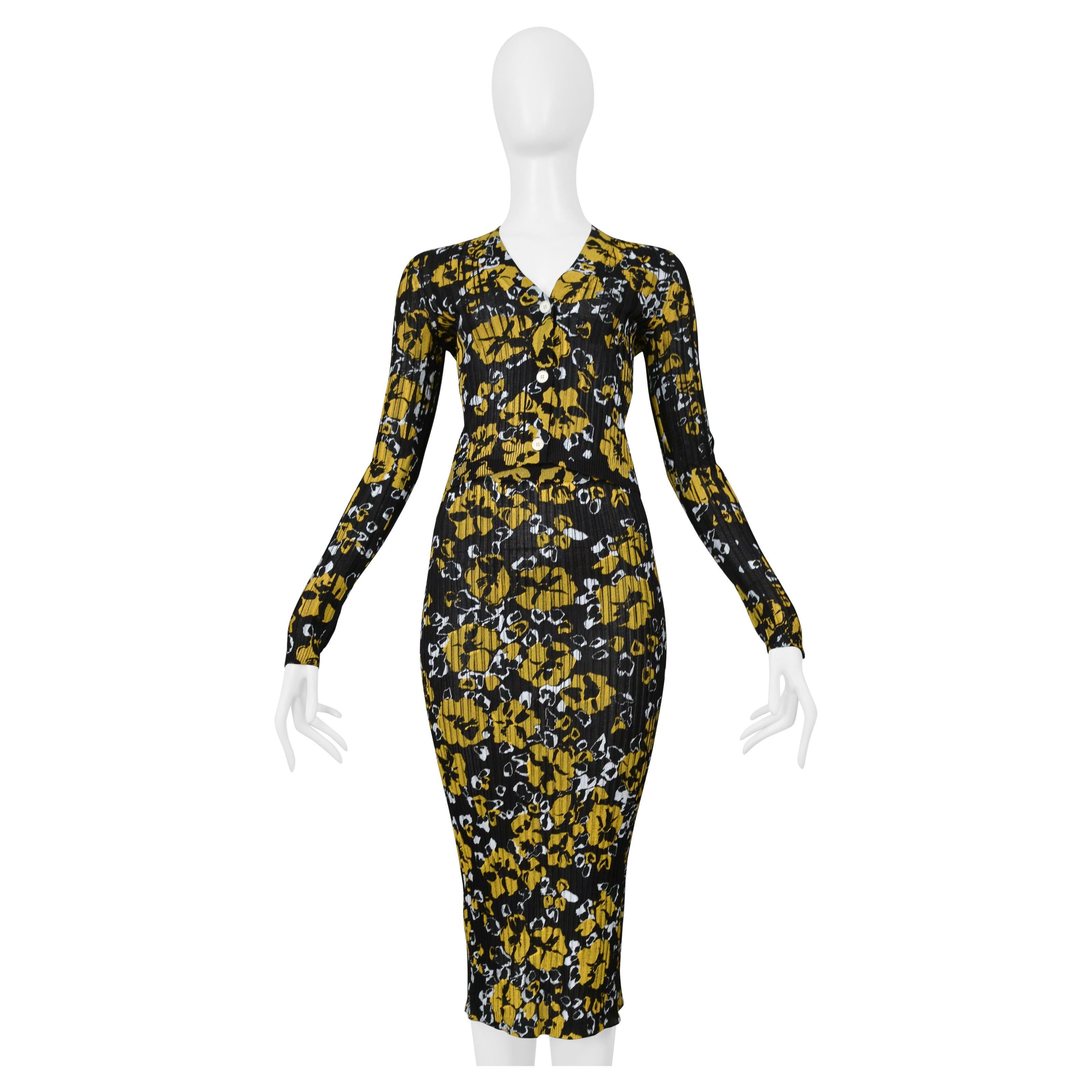 Gonna stampata floreale nera, gialla e bianca di Lanvin in vendita