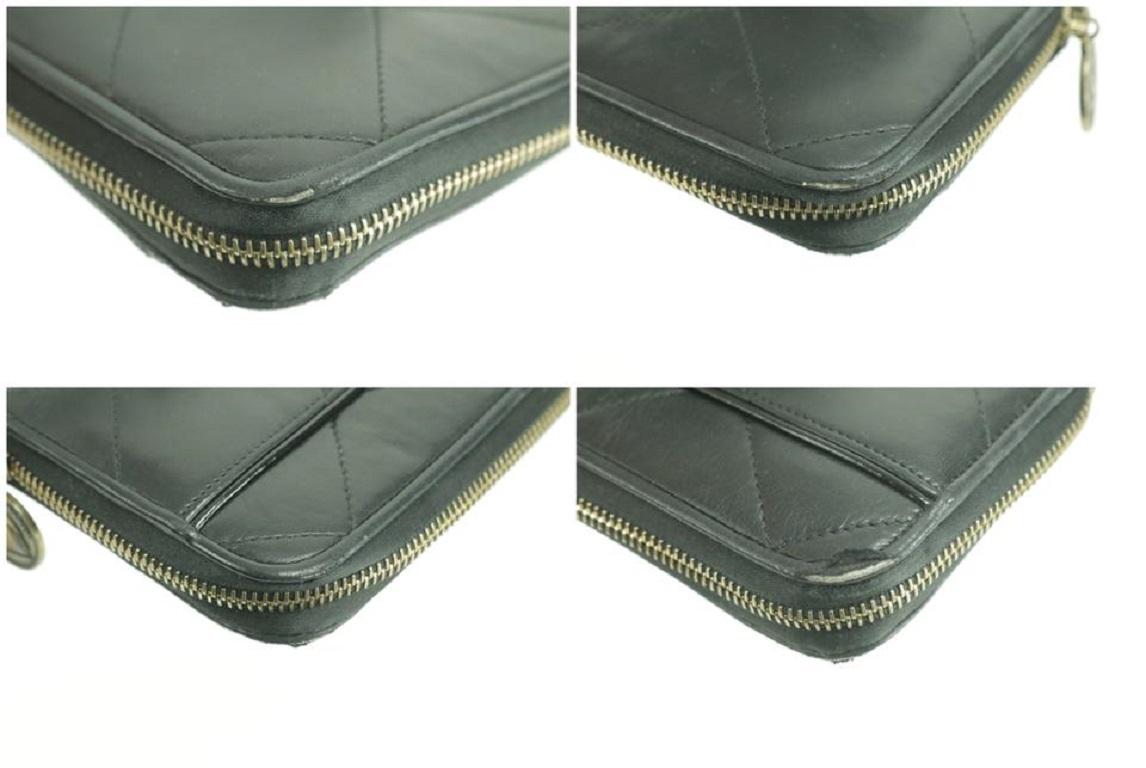 Lanvin Schwarze Clutch mit Reißverschluss aus gestepptem langem Leder um 21lk0123 Brieftasche im Angebot 6