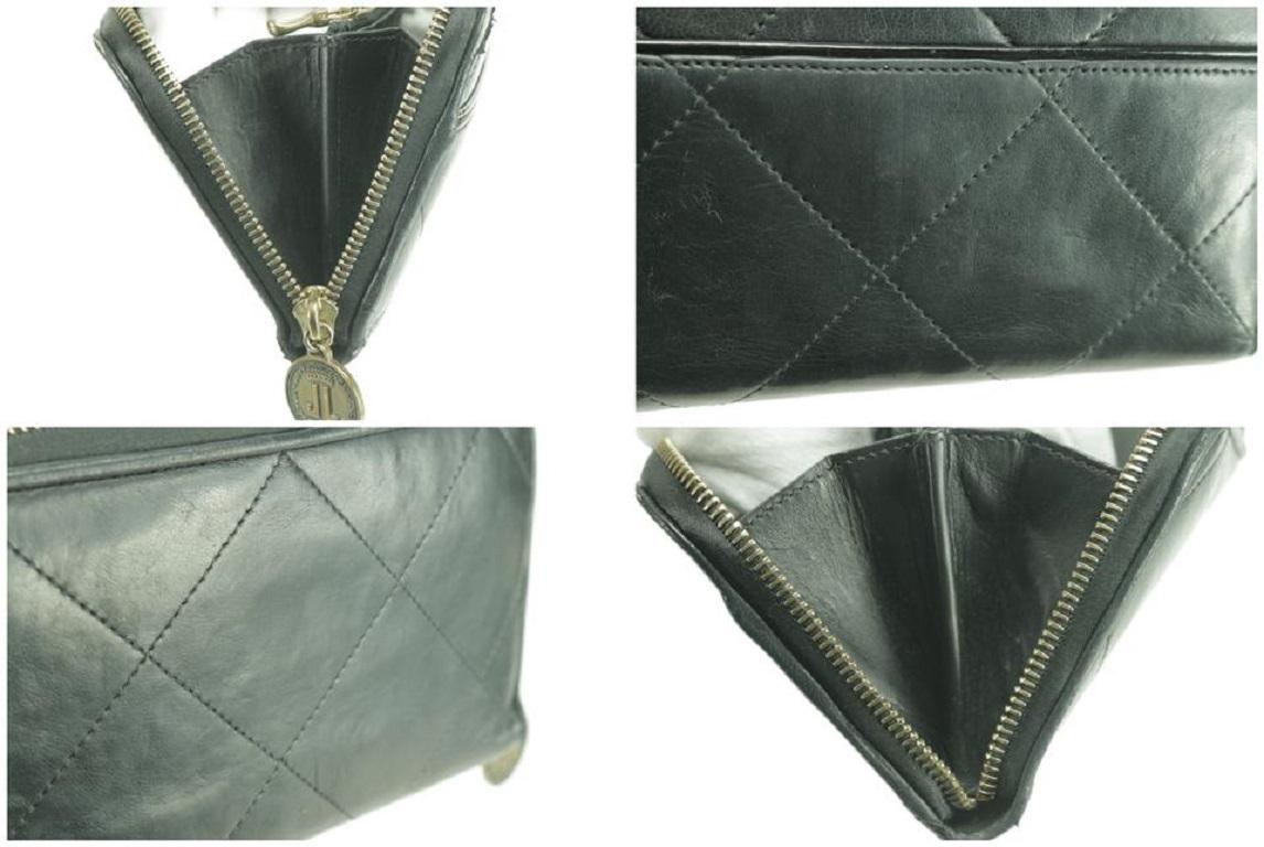 Lanvin Schwarze Clutch mit Reißverschluss aus gestepptem langem Leder um 21lk0123 Brieftasche im Angebot 8