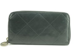 Lanvin Black Zippy Clutch Quilted Long Leather Zip Around 21lk0123 Wallet