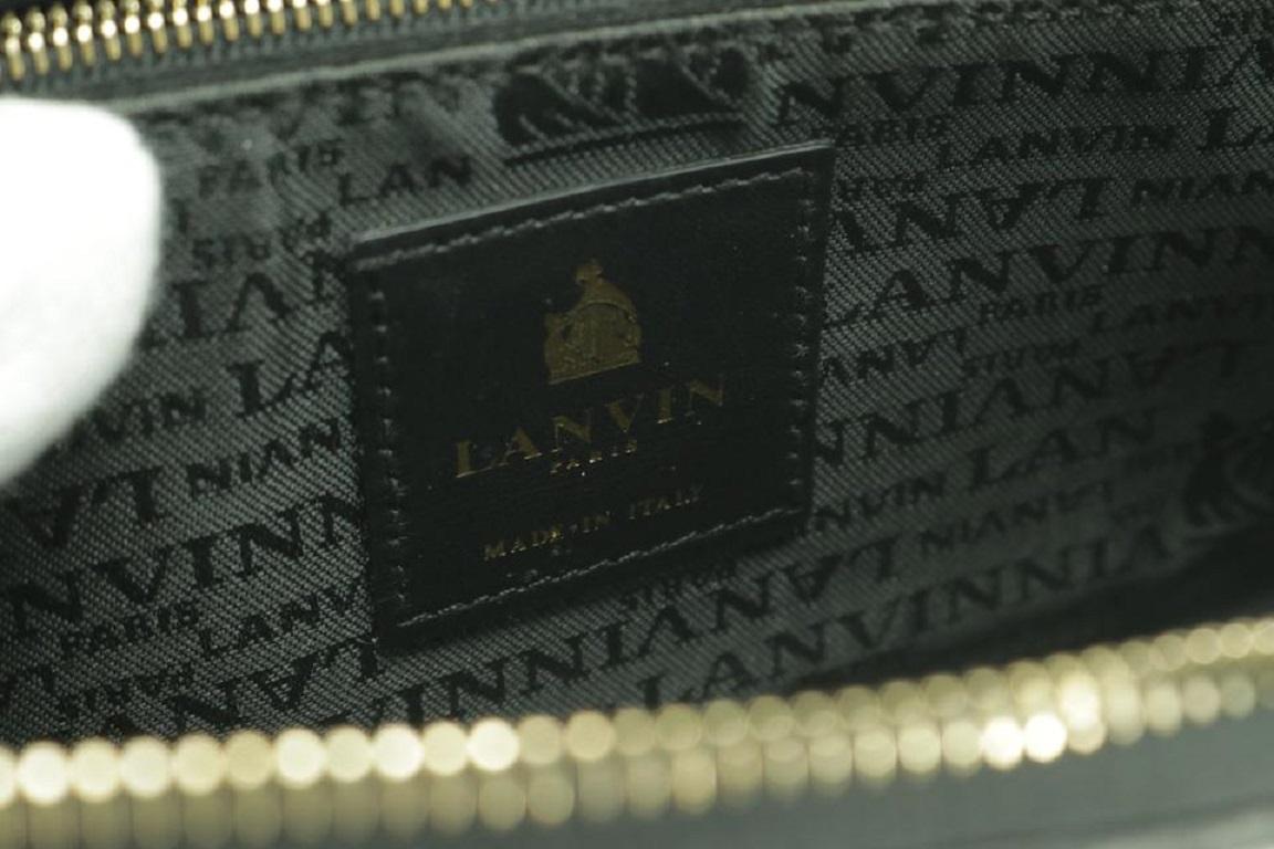 Lanvin Schwarze Clutch mit Reißverschluss aus gestepptem langem Leder um 21lk0123 Brieftasche im Angebot 3