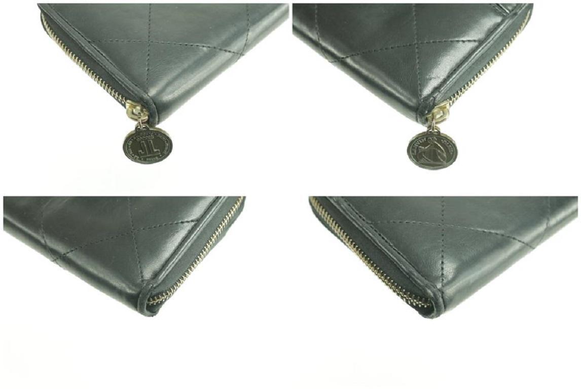 Lanvin Schwarze Clutch mit Reißverschluss aus gestepptem langem Leder um 21lk0123 Brieftasche im Angebot 4