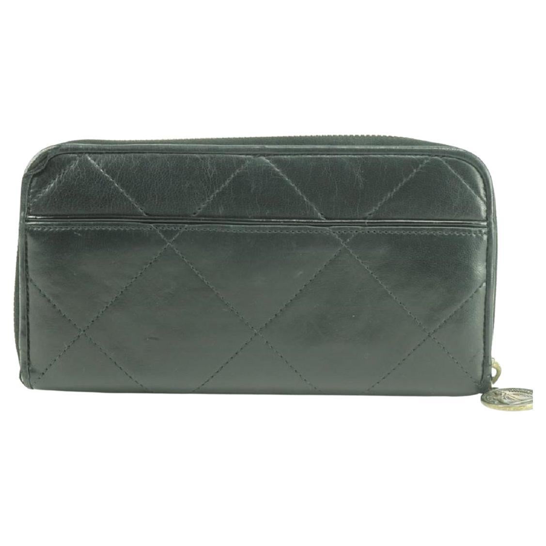 Lanvin Black Zippy Clutch Quilted Long Leather Zip Around 21lk0123 Wallet For Sale
