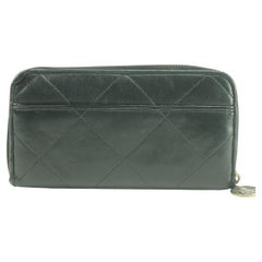 Vintage Lanvin Black Zippy Clutch Quilted Long Leather Zip Around 21lk0123 Wallet