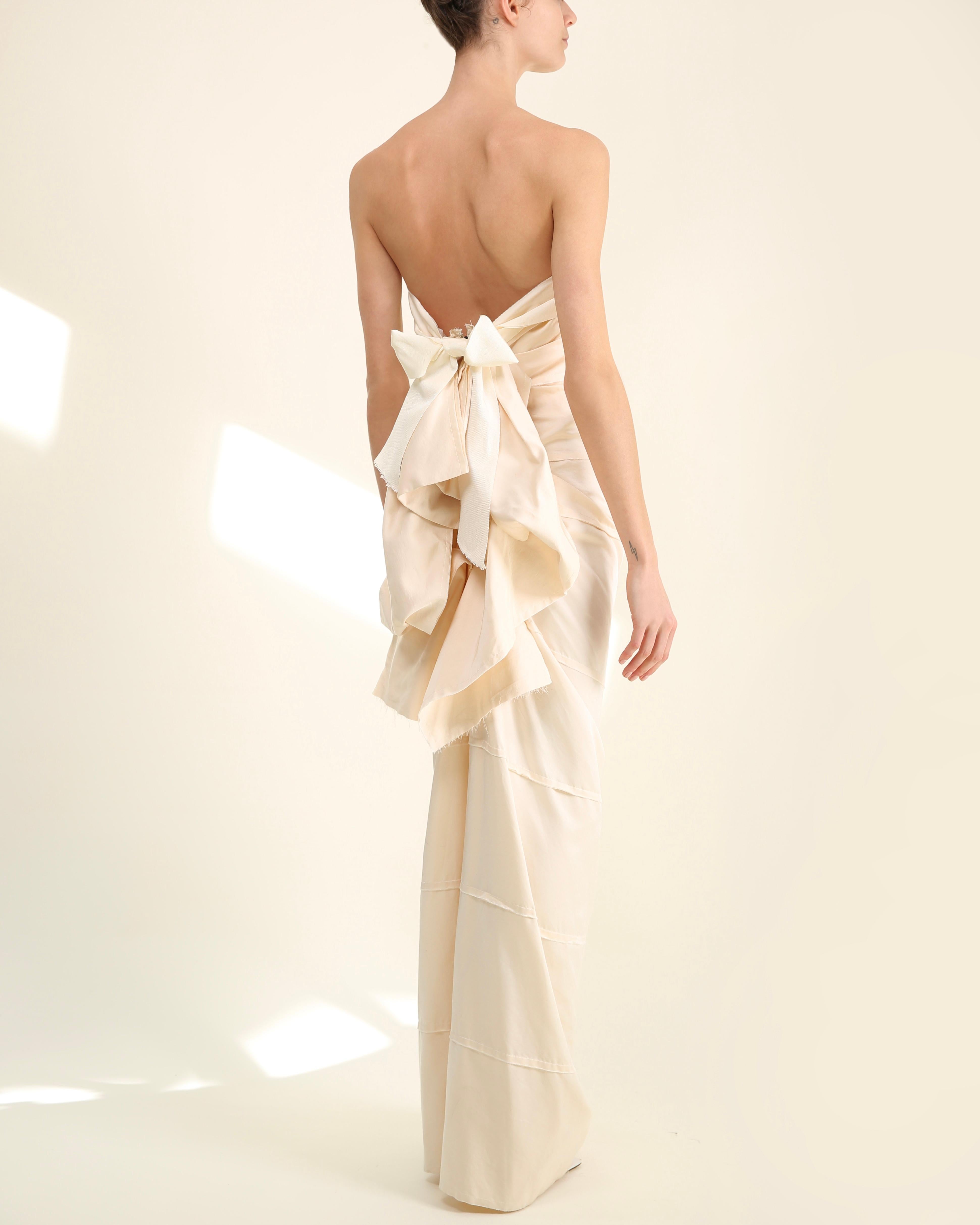 Lanvin Blanche 2013 trägerloses Hochzeitskleid aus Seide mit gerafftem Elfenbein und Schleife hinten F42 im Angebot 8