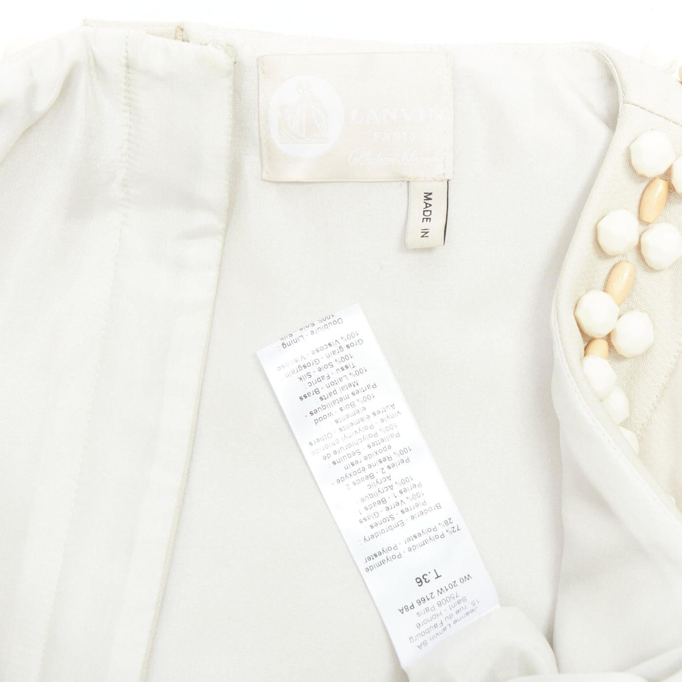 LANVIN BLANCHE abito da sposa a turni beige crema fortemente impreziosito FR36 S in vendita 3